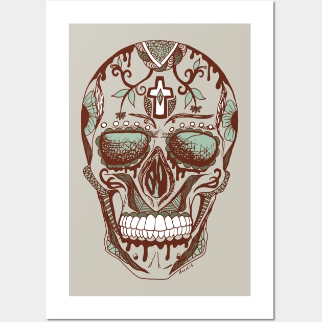 Rust Sage Los Muertos Skull Wall Art by kenallouis